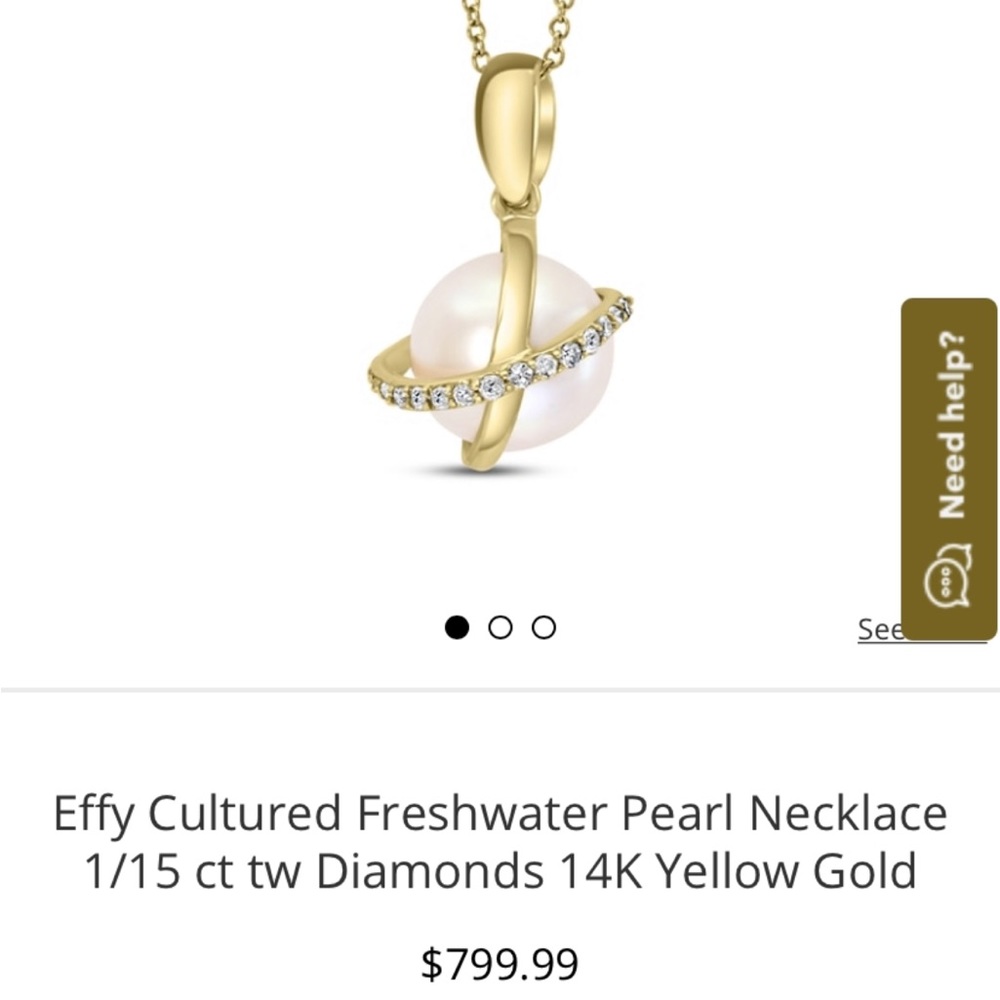 Cultured Freshwater Pearl, 1/15ct Diamonds, 14k yellow gold